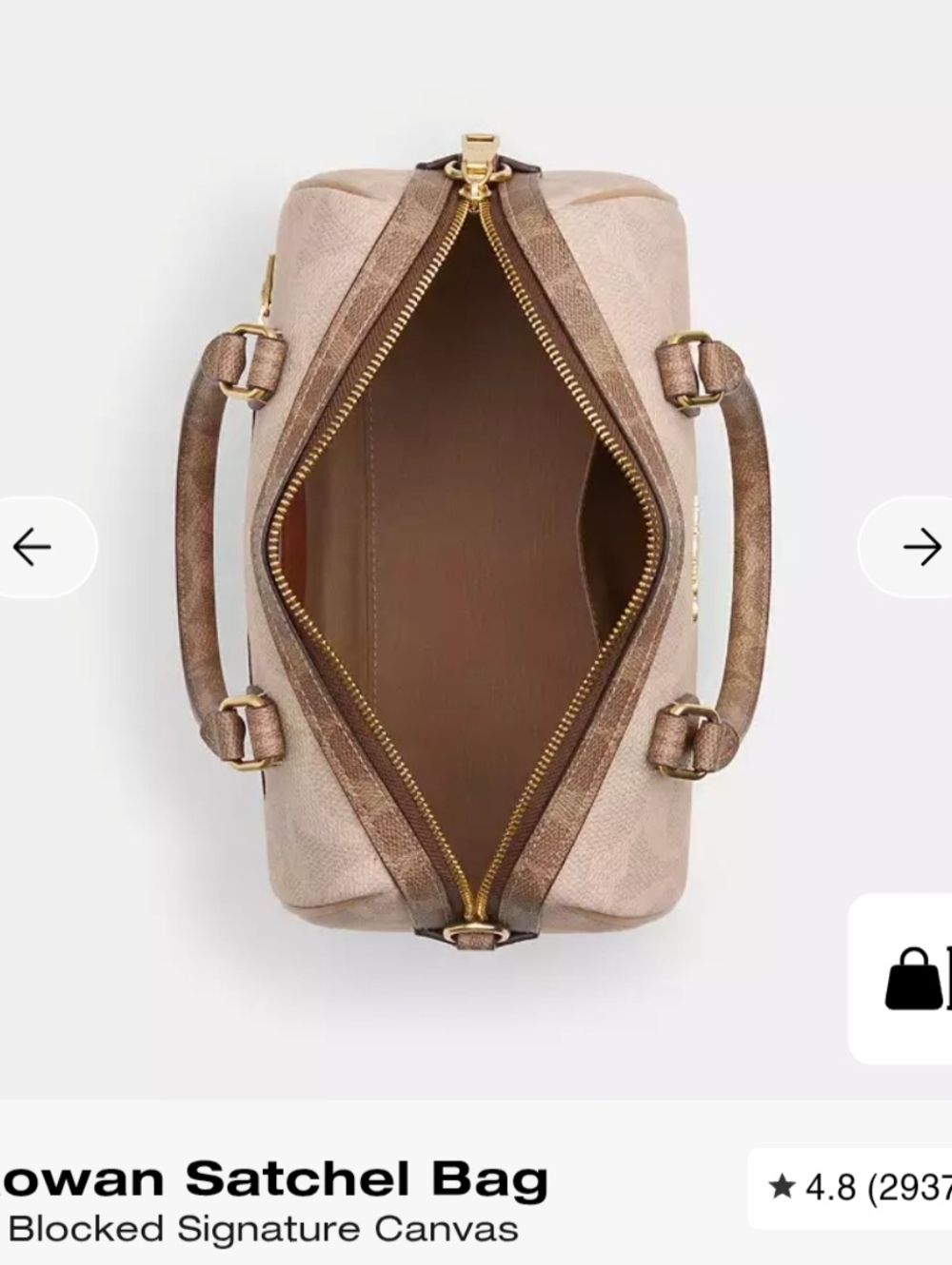 Coach Large Rowan Beige Signature Satchel with Detachable Strap - Picture 7 of 8